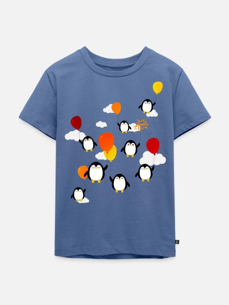 Pinguine (Luftballons) - Kinder Premium Bio T-Shirt - Taubenblau