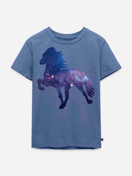 Islandpferd Space1 - Kinder Premium Bio T-Shirt - Taubenblau