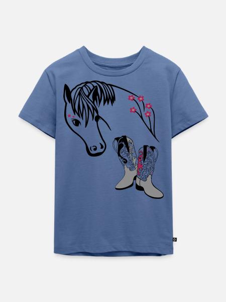 Reitsport, Pferdeliebhaber - Kinder Premium Bio T-Shirt - Taubenblau