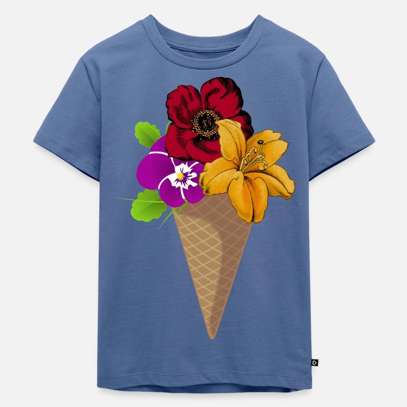 Ein Eis voller Blumen - Kinder Premium Bio T-Shirt - Taubenblau