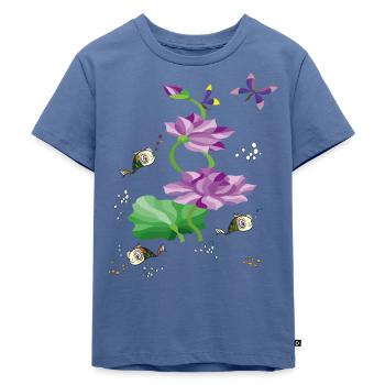 Seerose mit Goldfischen - Kinder Premium Bio T-Shirt - Taubenblau - Vorne - Mikhail (115cm)