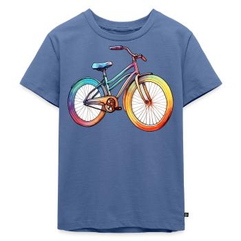 Fahrrad - Kinder Premium Bio T-Shirt - Taubenblau - Vorne - Mikhail (115cm)