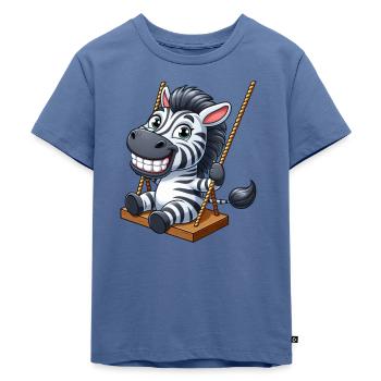 Süßes Zebra schaukeln Cartoon grinsen - Kinder Premium Bio T-Shirt - Taubenblau - Vorne - Mikhail (115cm)