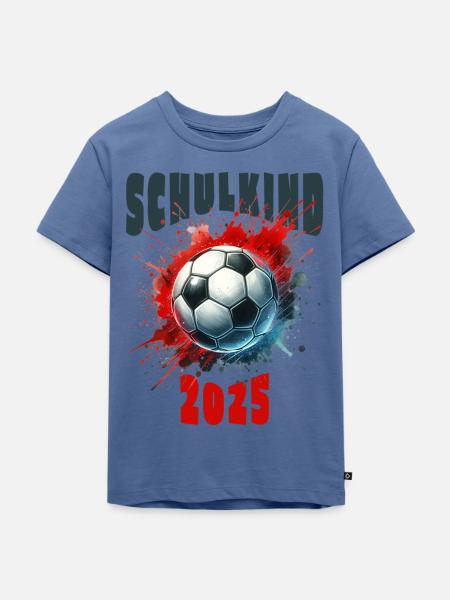 Schulkind 2025 - Geschenk Einschulung - Fußball - Kinder Premium Bio T-Shirt - Taubenblau