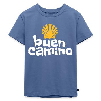 Buen Camino | Camino de Santiago | Jakobsweg - Kinder Premium Bio T-Shirt - Taubenblau - Vorne - Mikhail (115cm)