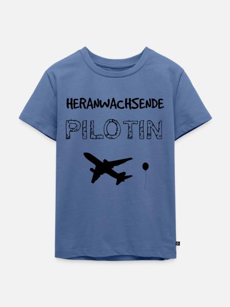 Heranwachsende Pilotin - Kinder Premium Bio T-Shirt - Taubenblau