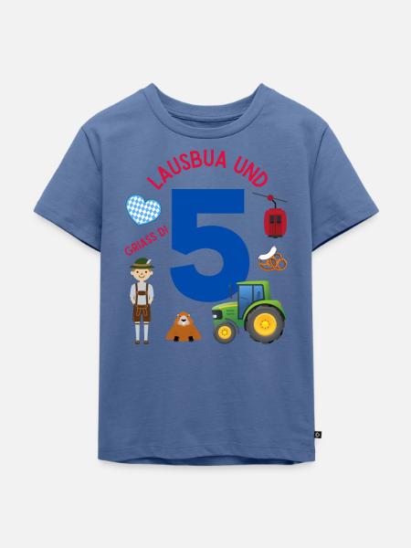 Lausbua und 5 - Kinder Premium Bio T-Shirt - Taubenblau