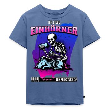 Anti-Unicorn Skull // Ich liebe Einhörner FS0232 - Kinder Premium Bio T-Shirt - Taubenblau - Vorne - Mikhail (115cm)