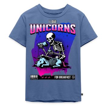 Anti-Unicorn Skull // Ich liebe Einhörner FS0231 - Kinder Premium Bio T-Shirt - Taubenblau - Vorne - Mikhail (115cm)