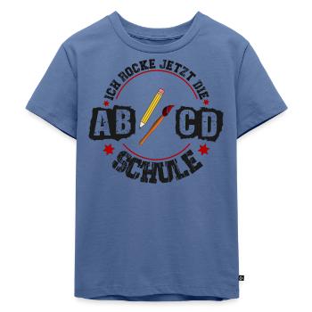 Einschulung Schulanfang Erstklässler Schulanfänger - Kinder Premium Bio T-Shirt - Taubenblau - Vorne - Mikhail (115cm)