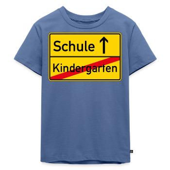 Ortsschild Kindergarten - Schule - Kinder Premium Bio T-Shirt - Taubenblau - Vorne - Mikhail (115cm)