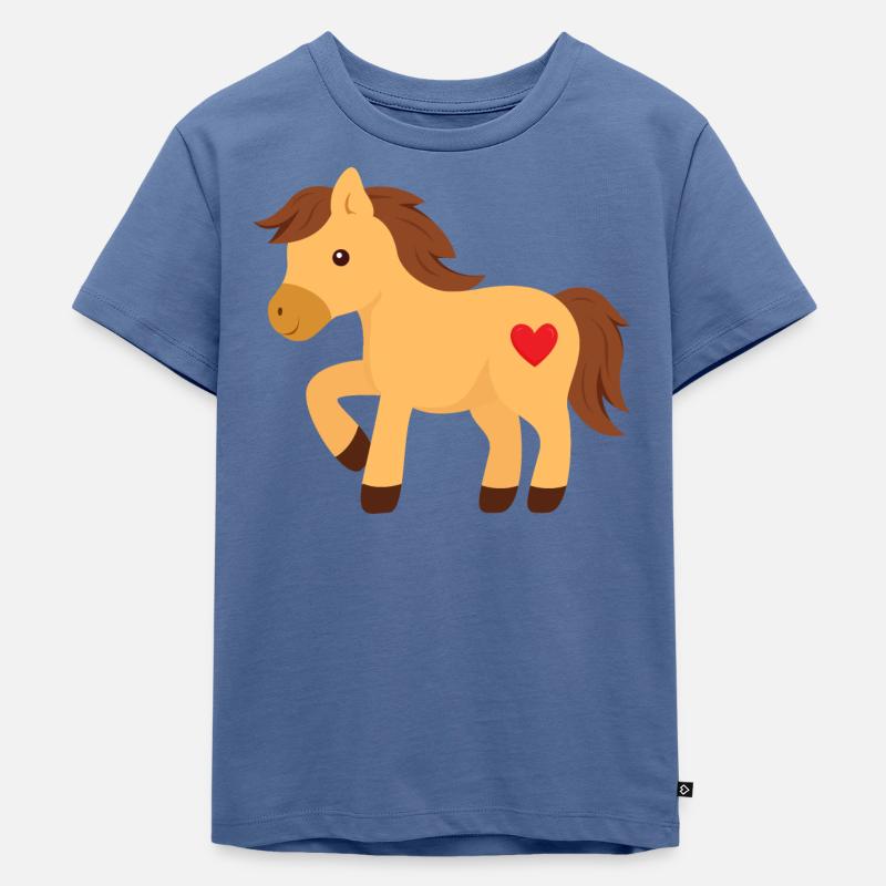 Pony Kinder Mädchen - Kinder Premium Bio T-Shirt - Taubenblau