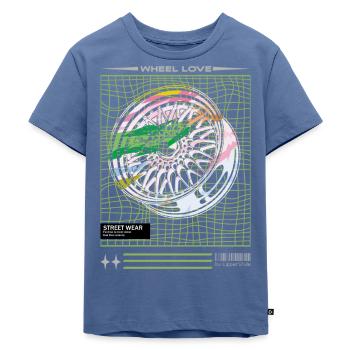 Felge Bunt - Kinder Premium Bio T-Shirt - Taubenblau - Vorne - Mikhail (115cm)