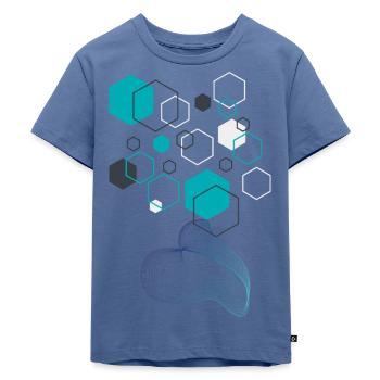 GeoFusion 3: Kühnes geometrisches Design - Kinder Premium Bio T-Shirt - Taubenblau - Vorne - Mikhail (115cm)