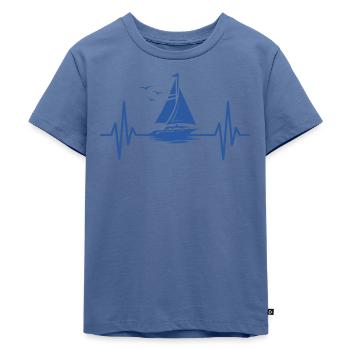 Segeln Herzschlag Segelboot Segler - Kinder Premium Bio T-Shirt - Taubenblau - Vorne - Mikhail (115cm)