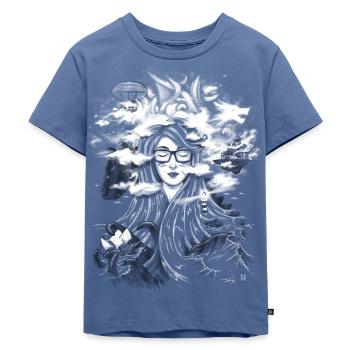 Dreamer - Kinder Premium Bio T-Shirt - Taubenblau - Vorne - Mikhail (115cm)