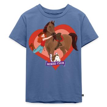 Schleich Horse Club Hannah & Cayenne Herzmotiv - Kinder Premium Bio T-Shirt - Taubenblau - Vorne - Mikhail (115cm)