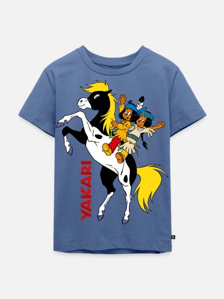Yakari und Regenbogen - Kinder Premium Bio T-Shirt - Taubenblau