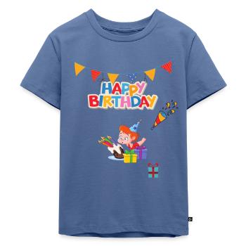 Geburtstagskind - Kinder Premium Bio T-Shirt - Taubenblau - Vorne - Mikhail (115cm)