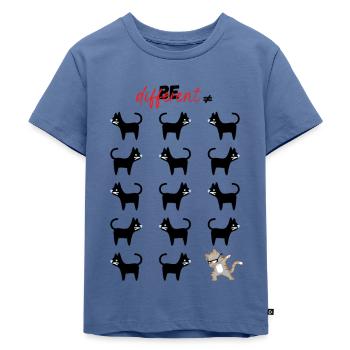Soyez des chats différents - T-shirt Premium bio Enfant - bleu pigeon - Devant - Mikhail (115cm)