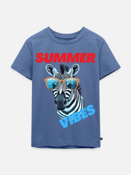SUMMER VIBES - Kinder Premium Bio T-Shirt - Taubenblau
