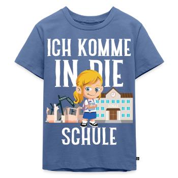 Ich komme in die Schule - Kinder Premium Bio T-Shirt - Taubenblau - Vorne - Mikhail (115cm)