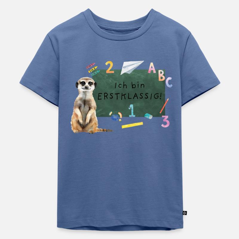 Erdmännchen Einschulung - Kinder Premium Bio T-Shirt - Taubenblau