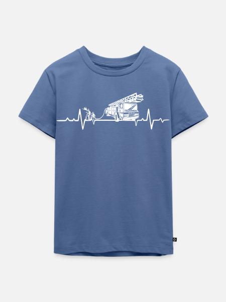 Heartbeat Feuerwehr - Feuerwehrmann EKG - Dad - Kinder Premium Bio T-Shirt - Taubenblau