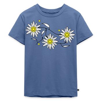 Edelweiss - Kids Premium Organic T-Shirt - stone blue - Front - Mikhail (115cm)
