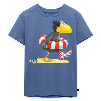 Der kleine Rabe Socke mit Schwimmreifen - Kinder Premium Bio T-Shirt - Taubenblau - Vorne - Mikhail (115cm)