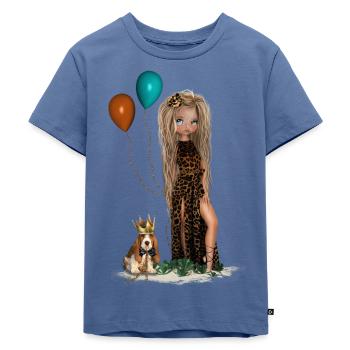 Puppen mit Ballons - Kinder Premium Bio T-Shirt - Taubenblau - Vorne - Mikhail (115cm)