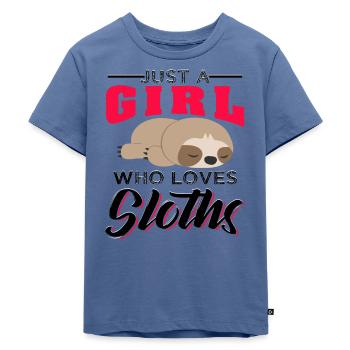 Funny Sloth Quotes - Kinder Premium Bio T-Shirt - Taubenblau - Vorne - Mikhail (115cm)