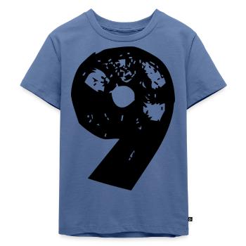 9 Zahl - Kinder Premium Bio T-Shirt - Taubenblau - Vorne - Mikhail (115cm)