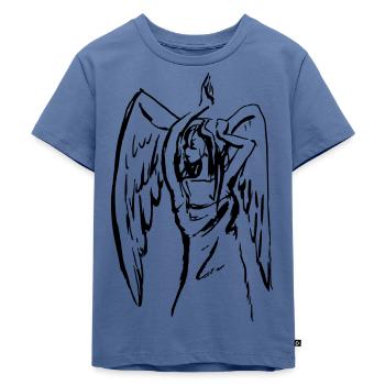 Angel artistic charcoal drawing - Kids Premium Organic T-Shirt - stone blue - Front - Mikhail (115cm)