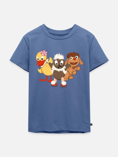 Pittiplatsch, Schnatterinchen & Moppi - Kinder Premium Bio T-Shirt - Taubenblau