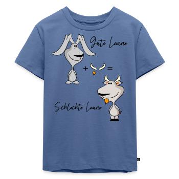gute Laune - Kinder Premium Bio T-Shirt - Taubenblau - Vorne - Mikhail (115cm)