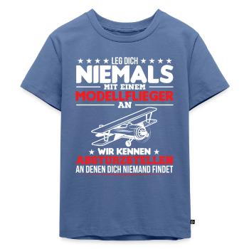 Modellflieger Modellfliegen Modellflug - Kinder Premium Bio T-Shirt - Taubenblau - Vorne - Mikhail (115cm)