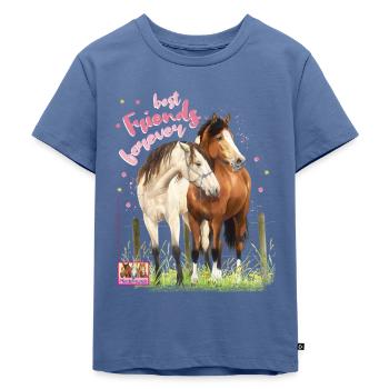 Pferdefreunde Best Friends Forever - Kinder Premium Bio T-Shirt - Taubenblau - Vorne - Mikhail (115cm)