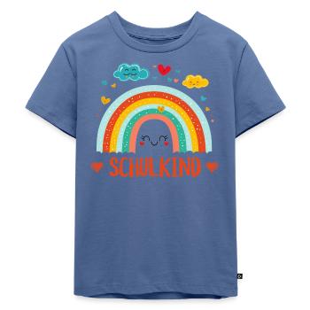 Schulkind 2025 - Regenbogen zur Einschulung - Kinder Premium Bio T-Shirt - Taubenblau - Vorne - Mikhail (115cm)