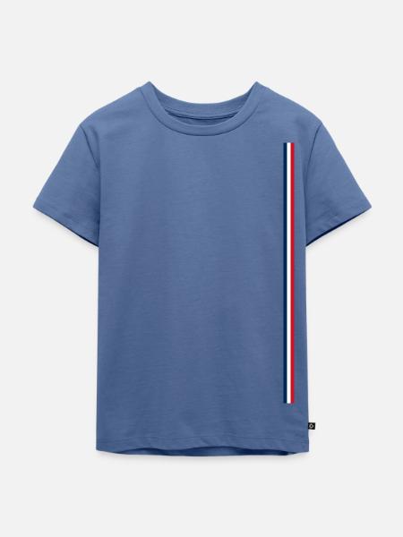 Frankreichflagge Style Streifen - Kinder Premium Bio T-Shirt - Taubenblau