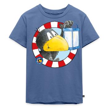 Der kleine Rabe Socke mit Laterne - Kinder Premium Bio T-Shirt - Taubenblau - Vorne - Mikhail (115cm)