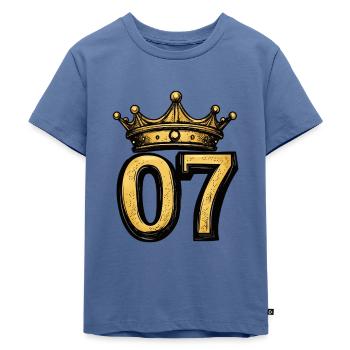 7 Zahl Krone - Kinder Premium Bio T-Shirt - Taubenblau - Vorne - Mikhail (115cm)