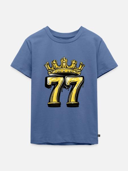 77 Zahl Krone - Kinder Premium Bio T-Shirt - Taubenblau