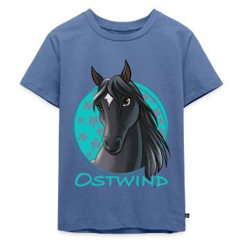Ostwind Pferd Porträt - Kinder Premium Bio T-Shirt - Taubenblau - Vorne - Mikhail (115cm)