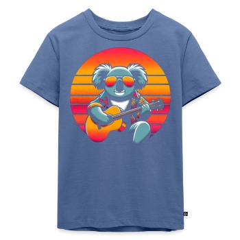Koala Gitarre - Kinder Premium Bio T-Shirt - Taubenblau - Vorne - Mikhail (115cm)