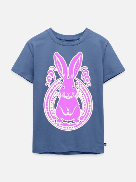 pink pinker Osterhase Hase - Kinder Premium Bio T-Shirt - Taubenblau