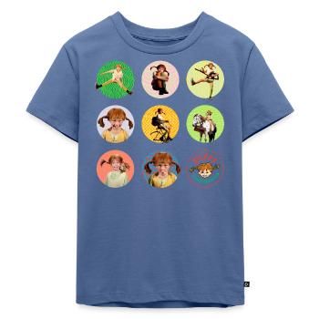 Pippi Langstrumpf Bilder Von Pippi In Kreisen - Kinder Premium Bio T-Shirt - Taubenblau - Vorne - Mikhail (115cm)