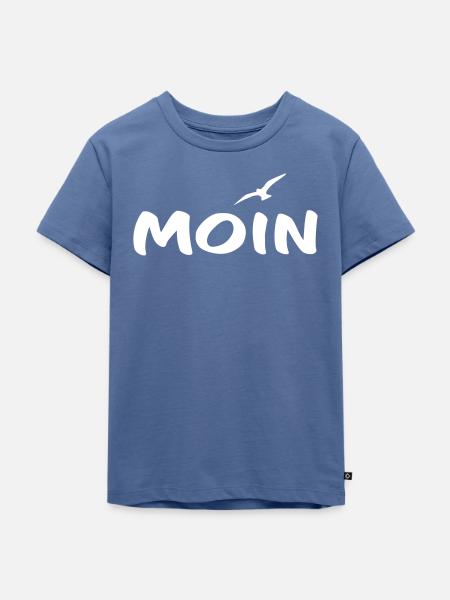 Moin mit Möwe weiß - Kinder Premium Bio T-Shirt - Taubenblau