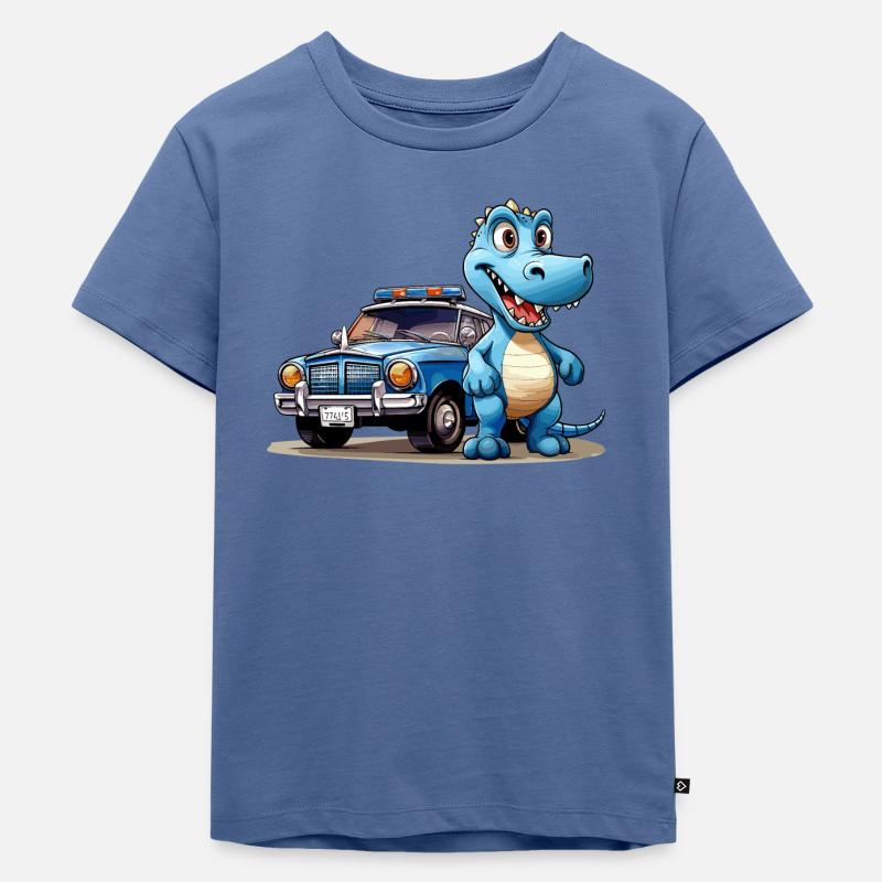 Dinosaurier Polizei Abenteuer - Drache - Kinder Premium Bio T-Shirt - Taubenblau