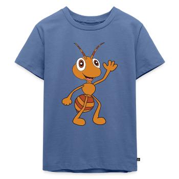 Lustige Comic Ameise Beim Winken - Kinder Premium Bio T-Shirt - Taubenblau - Vorne - Mikhail (115cm)